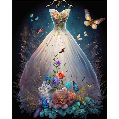 Floral Wedding Dress - 11CT Stamped Cross Stitch 40*50CM