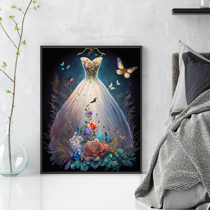 Floral Wedding Dress - 11CT Stamped Cross Stitch 40*50CM