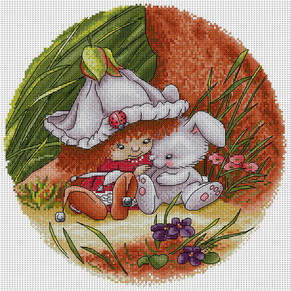 Flower Fairy 2 - 14CT Stamped Cross Stitch 35*35CM(Joy Sunday)