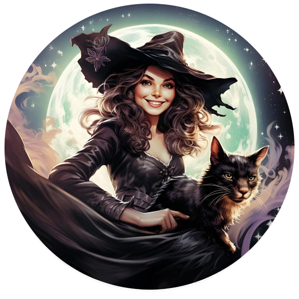 Witch And Cat - Full Round Drill Diamond Painting 30*30CM