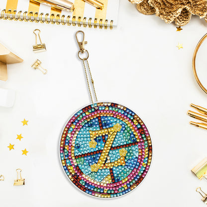 A-Z 26 Letters Double Sided Special Shape Diamond Painting Keychain Pendant (Z)