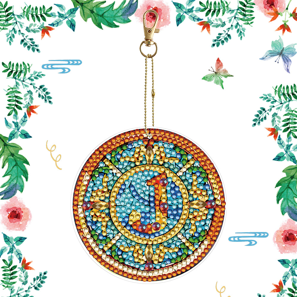 A-Z 26 Letters Double Sided Special Shape Diamond Painting Keychain Pendant (J)
