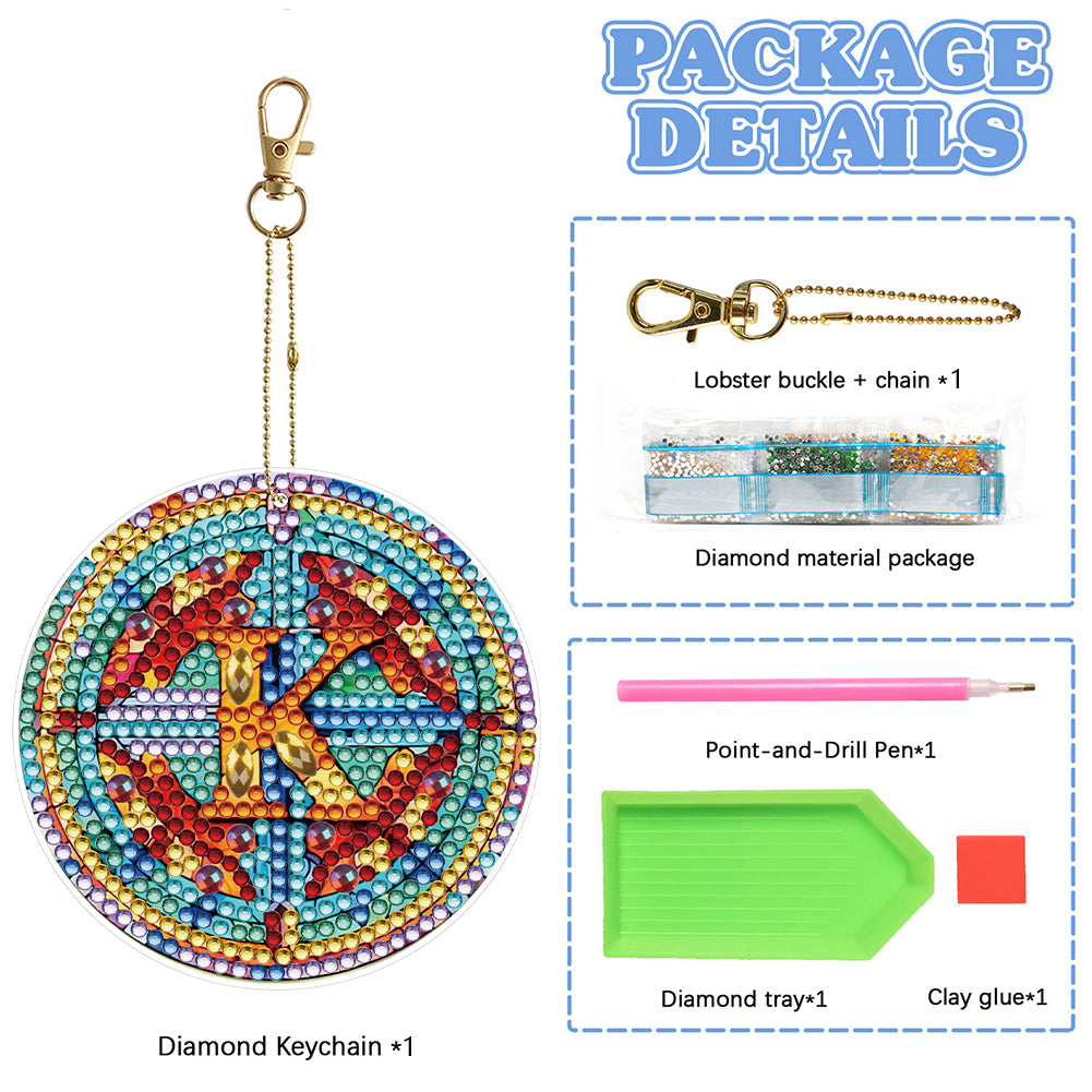 A-Z 26 Letters Double Sided Special Shape Diamond Painting Keychain Pendant (K)