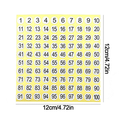 15 Sheets Cross Stitch Consecutive Number Stickers 1 To 100 Round Number Sticker
