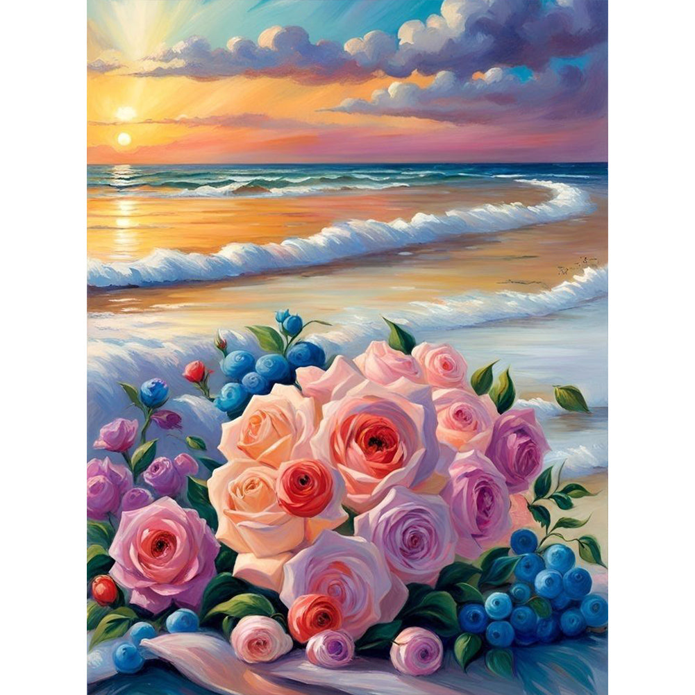 Beach Bouquet Flowers - Full Round Drill Diamond Painting 30*40CM