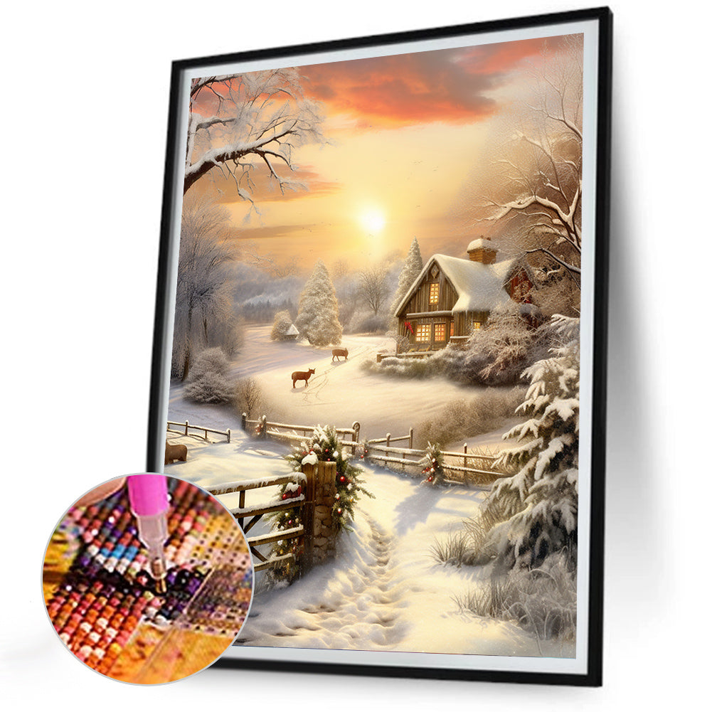 Winter Exterior - Full Round Drill Diamond Painting 30*40CM
