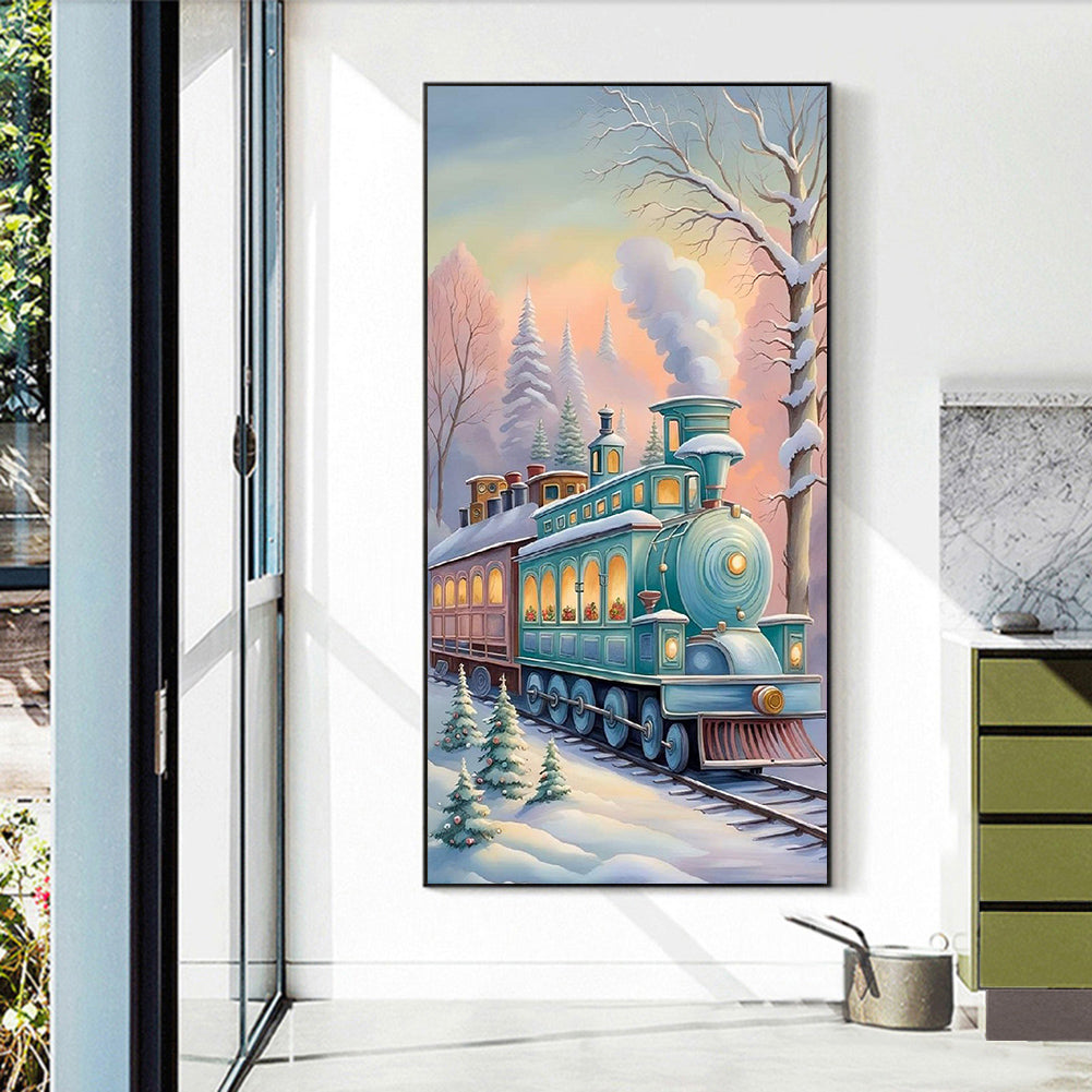 Snow Train - Full Round Drill Diamond Painting 40*70CM