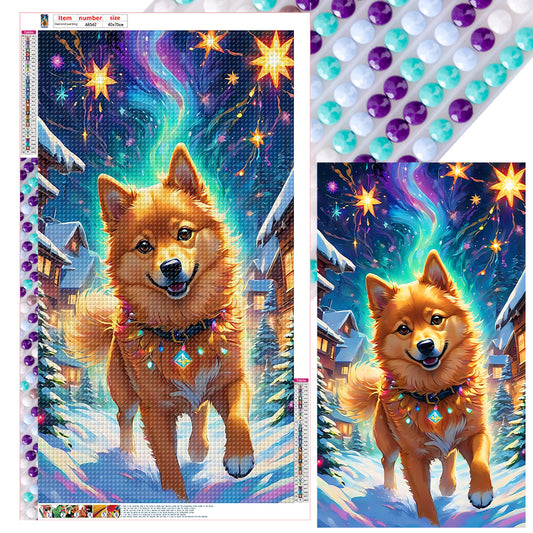 Dogs Running Under The Aurora - Full Round Drill Diamond Painting 40*70CM