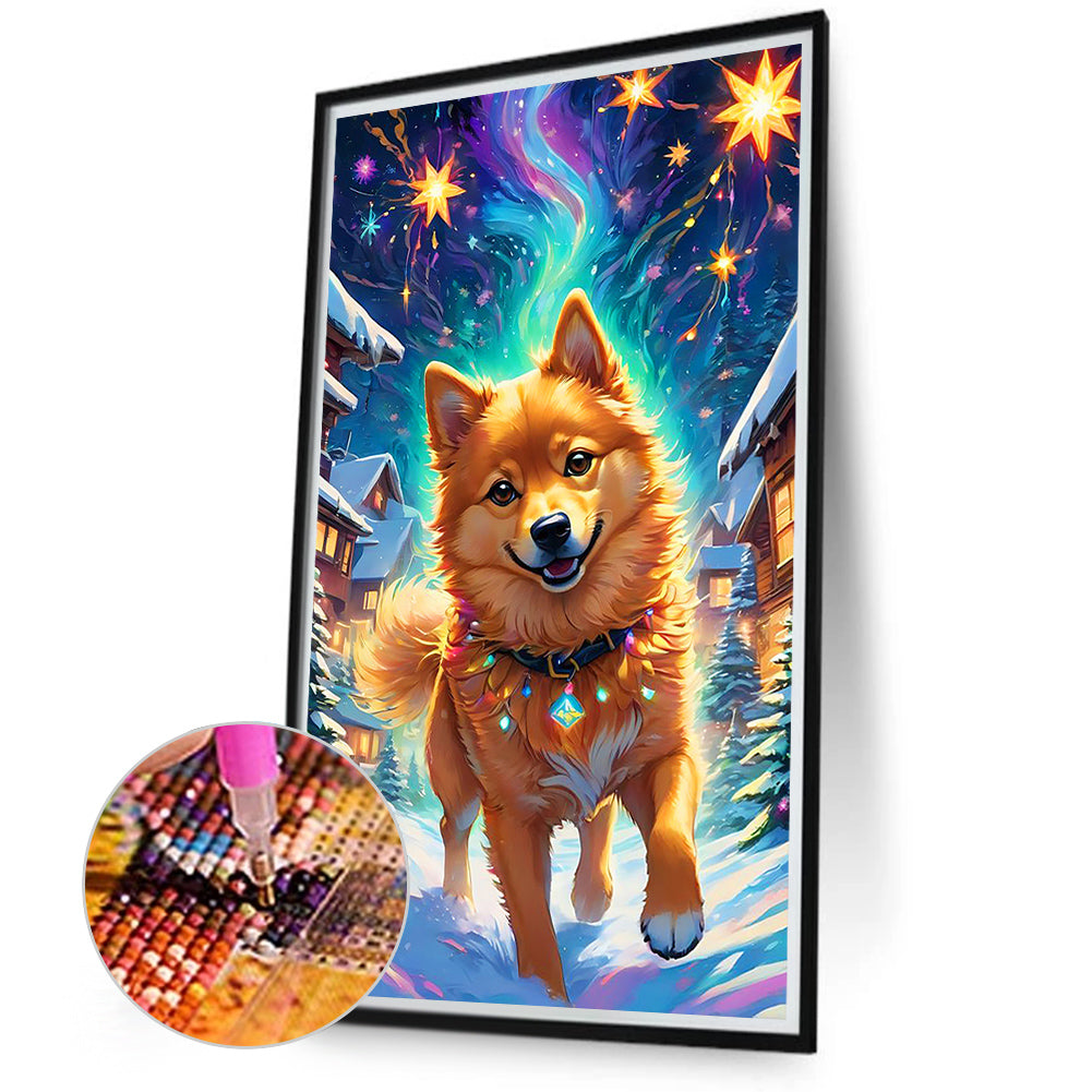 Dogs Running Under The Aurora - Full Round Drill Diamond Painting 40*70CM