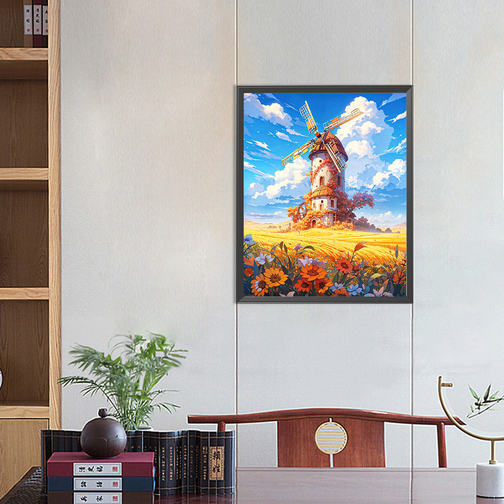 Mountain Windmill - Full Round Drill Diamond Painting 40*50CM