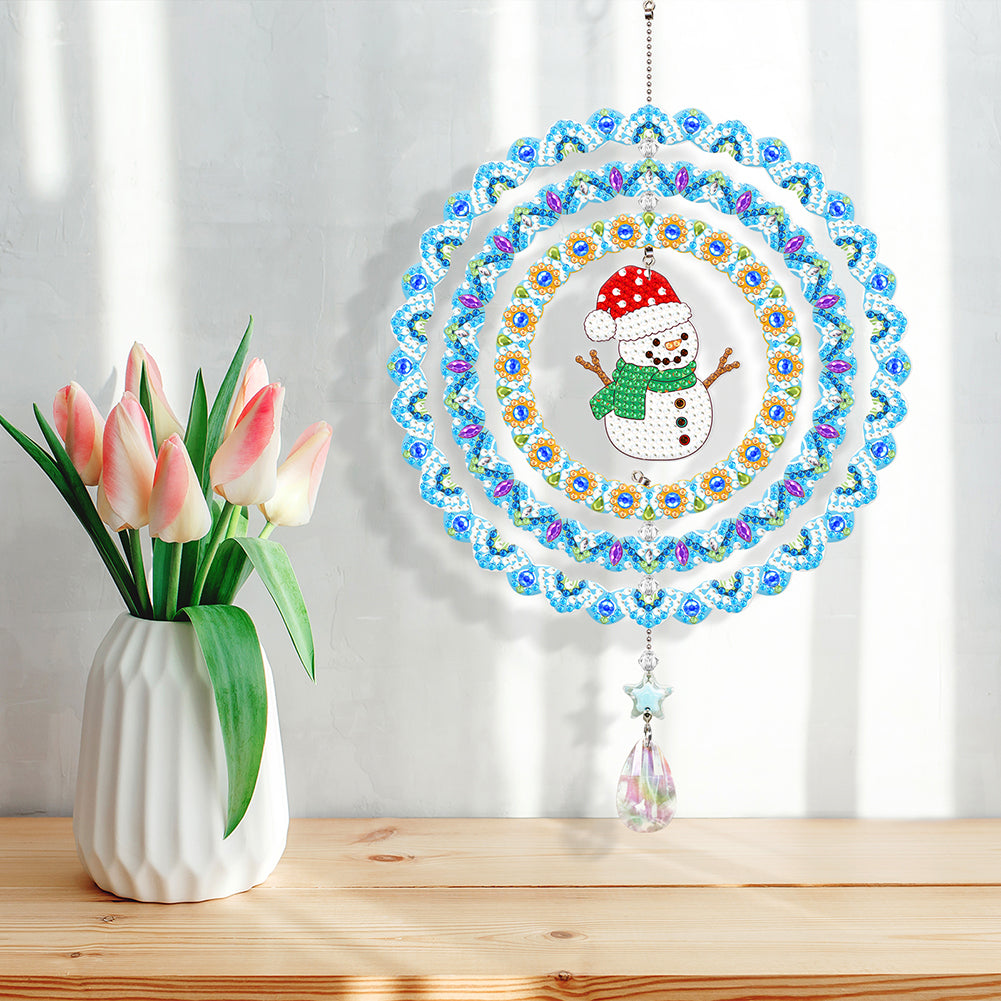 Suncatcher Diamond Painting Hanging Sign Christmas Home Windows Decor (Snowmen)