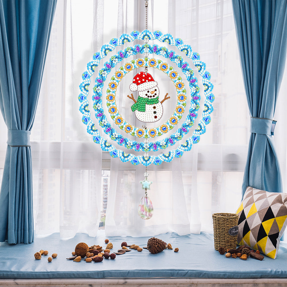 Suncatcher Diamond Painting Hanging Sign Christmas Home Windows Decor (Snowmen)