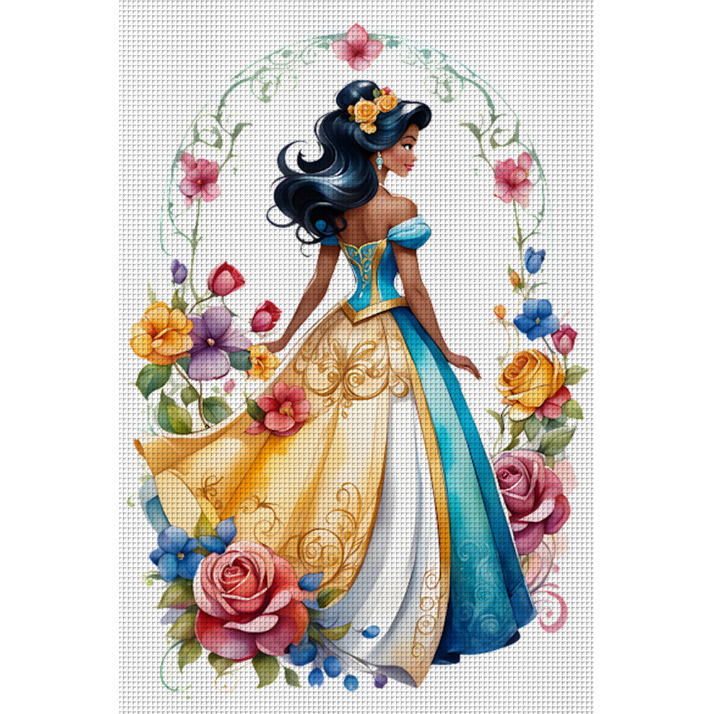 Flower Princess - 18CT Stamped Cross Stitch 35*50CM