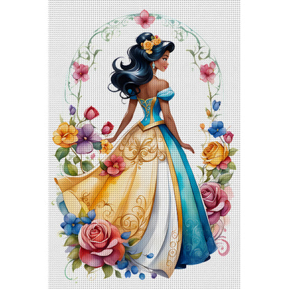 Flower Princess - 18CT Stamped Cross Stitch 35*50CM