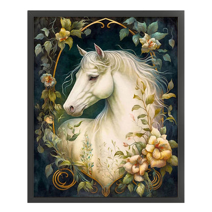 Flowers And White Horses - 11CT Stamped Cross Stitch 50*60CM