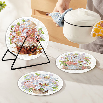 4PCS Wooden Diamond Painted Placemats for Dining Table Decor (Bouquet #9)