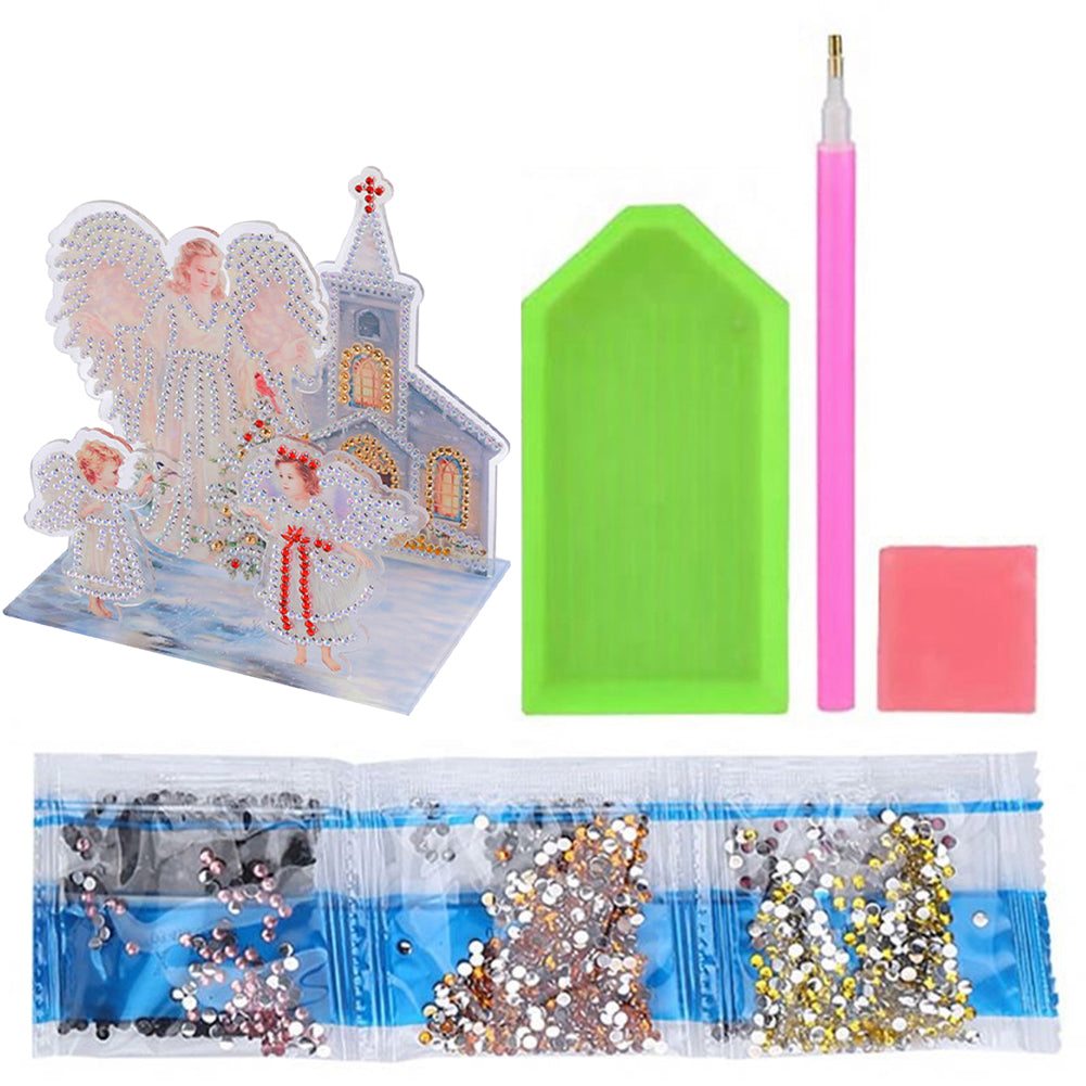 Diamond Painting Ornament Kits for Office Desktop Decor (Angel and Angel Baby)