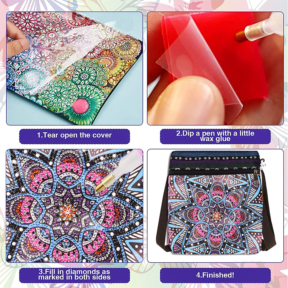 Special Shaped Diamond Painting Tote Bag for Adults Home Organizer (Mandala #6)