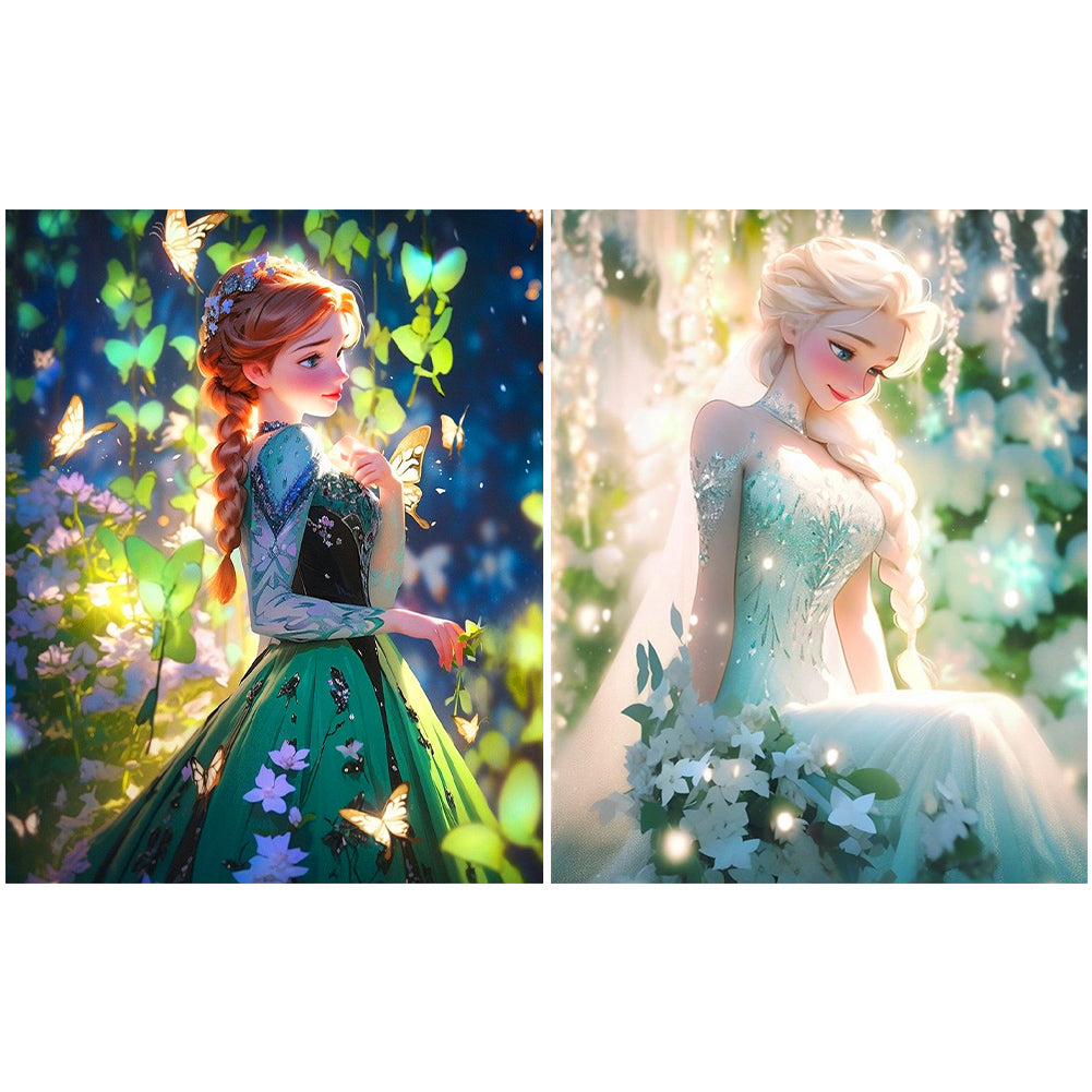 Anna And Elsa - Full Round Drill Diamond Painting 40*50CM