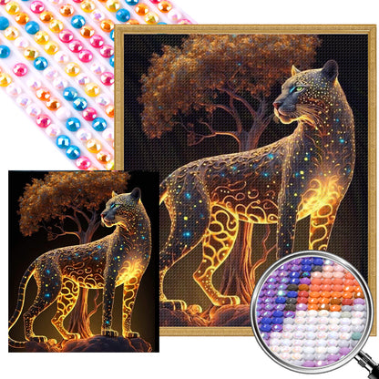 Glowing Leopard - Full Round AB Drill Diamond Painting 50*60CM