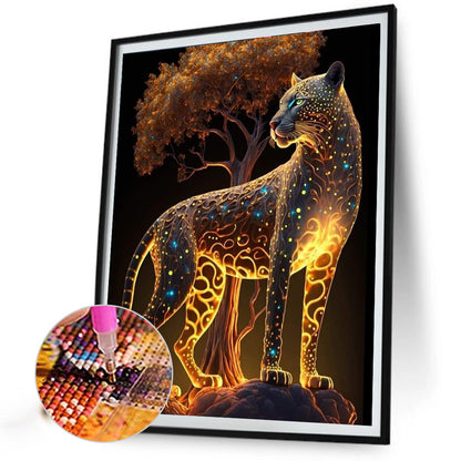 Glowing Leopard - Full Round AB Drill Diamond Painting 50*60CM