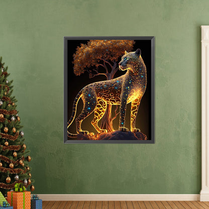 Glowing Leopard - Full Round AB Drill Diamond Painting 50*60CM
