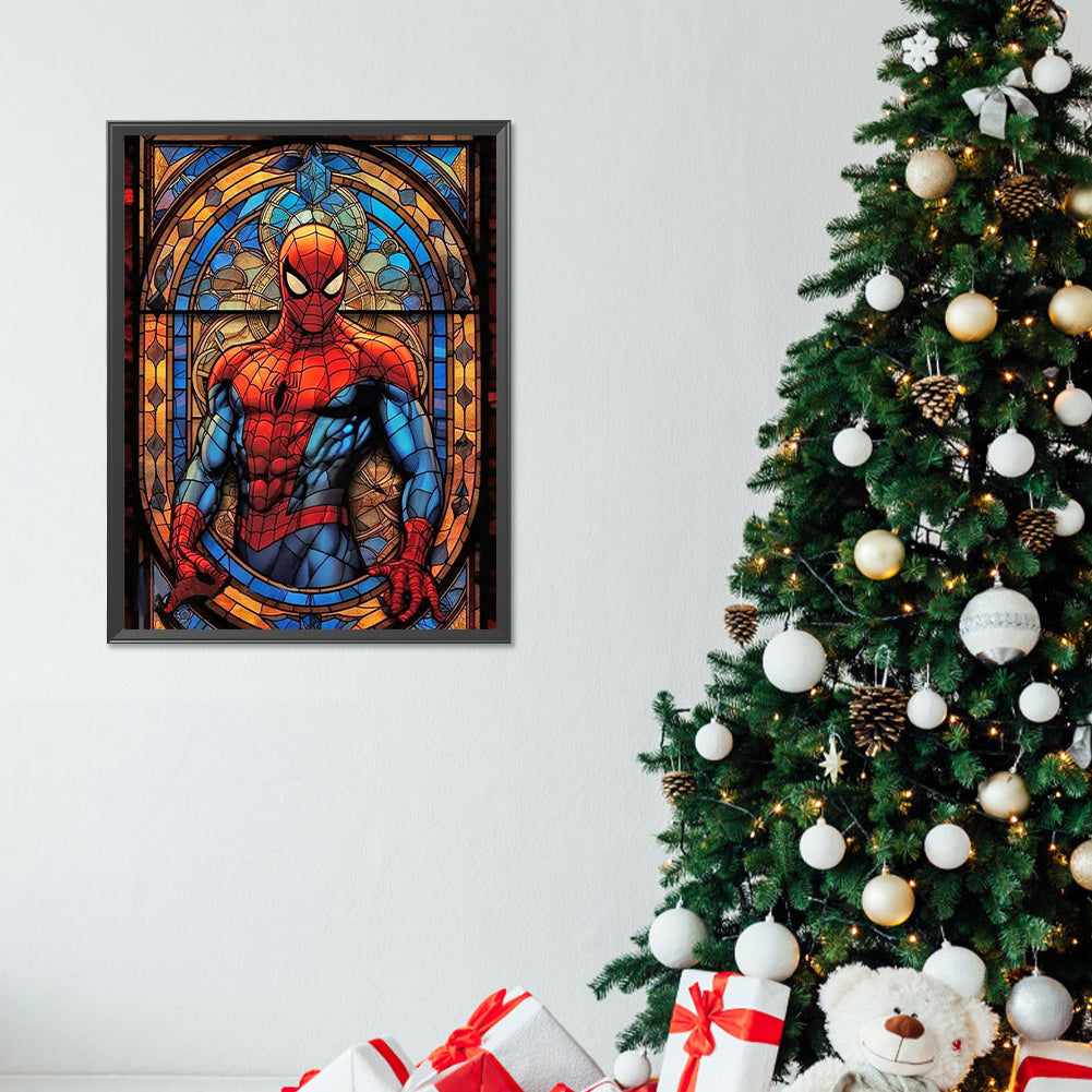 Stained Glass Spiderman - Full Round Drill Diamond Painting 30*40CM