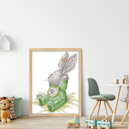 Patch Rabbit(1) - 14CT Stamped Cross Stitch 15*20CM