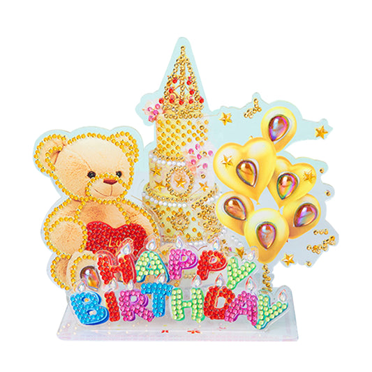 Acrylic Diamond Painting Desktop Decor for Office Desktop Decor (Birthday Bear)