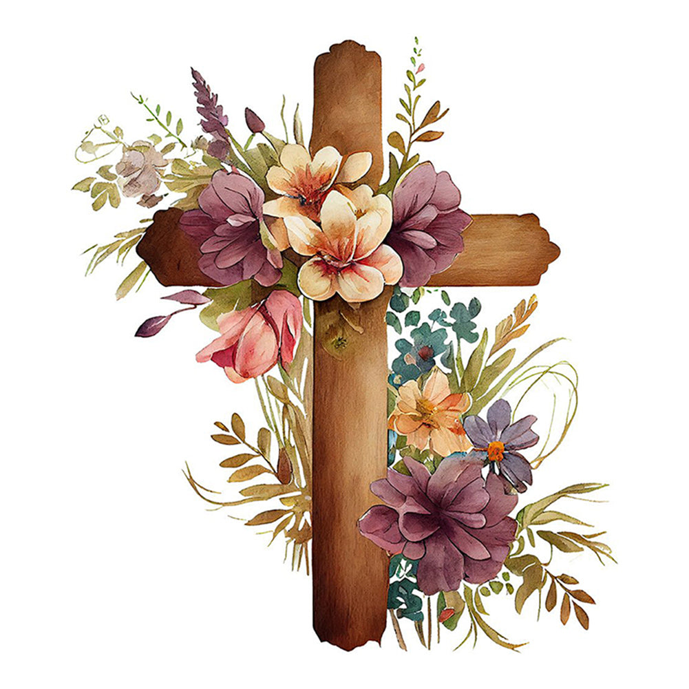 Cross Flower - 11CT Stamped Cross Stitch 40*40CM