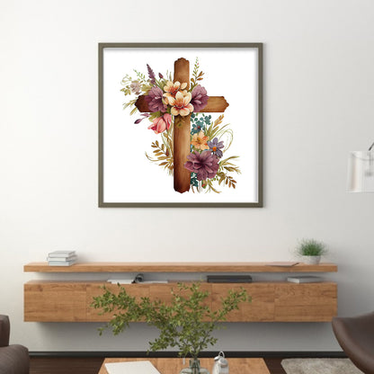 Cross Flower - 11CT Stamped Cross Stitch 40*40CM