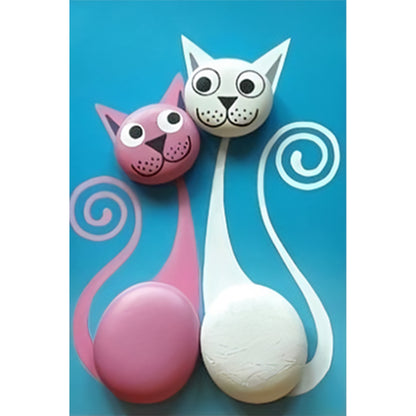 Cat - Full Round Drill Diamond Painting 30*45CM