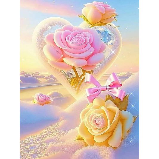 Dream Beach And Love Crystals And Flowers - Full Round Drill Diamond Painting 30*40CM