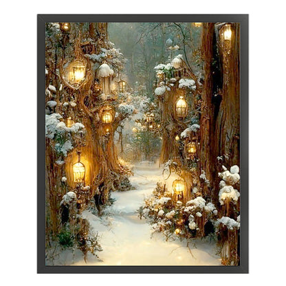 Mountain Forest In Snow - 11CT Stamped Cross Stitch 40*50CM