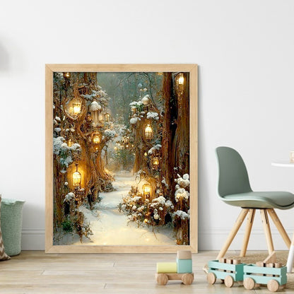Mountain Forest In Snow - 11CT Stamped Cross Stitch 40*50CM
