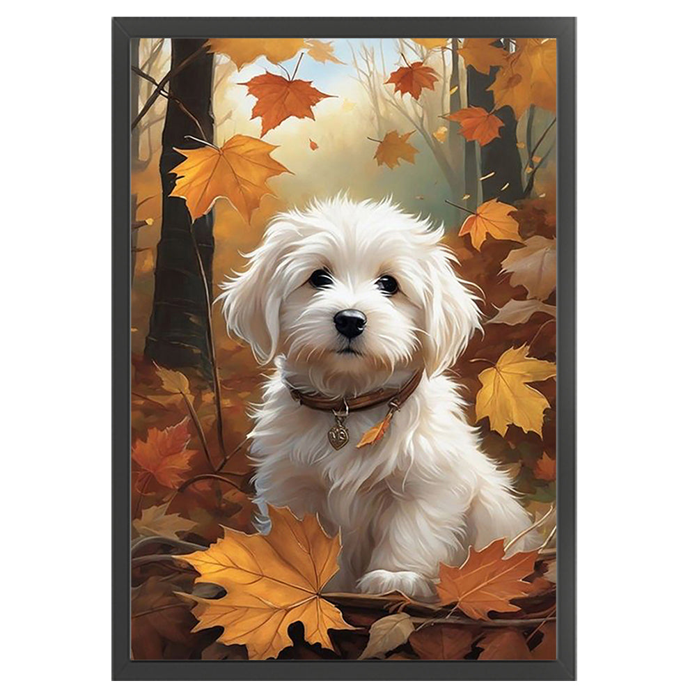 Puppy In Autumn Forest - 11CT Stamped Cross Stitch 40*60CM