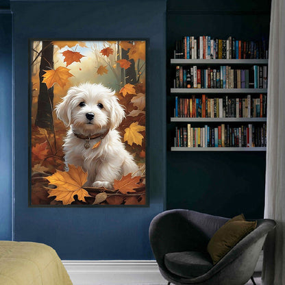 Puppy In Autumn Forest - 11CT Stamped Cross Stitch 40*60CM