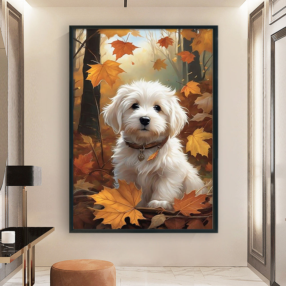Puppy In Autumn Forest - 11CT Stamped Cross Stitch 40*60CM