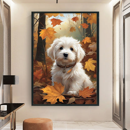Puppy In Autumn Forest - 11CT Stamped Cross Stitch 40*60CM