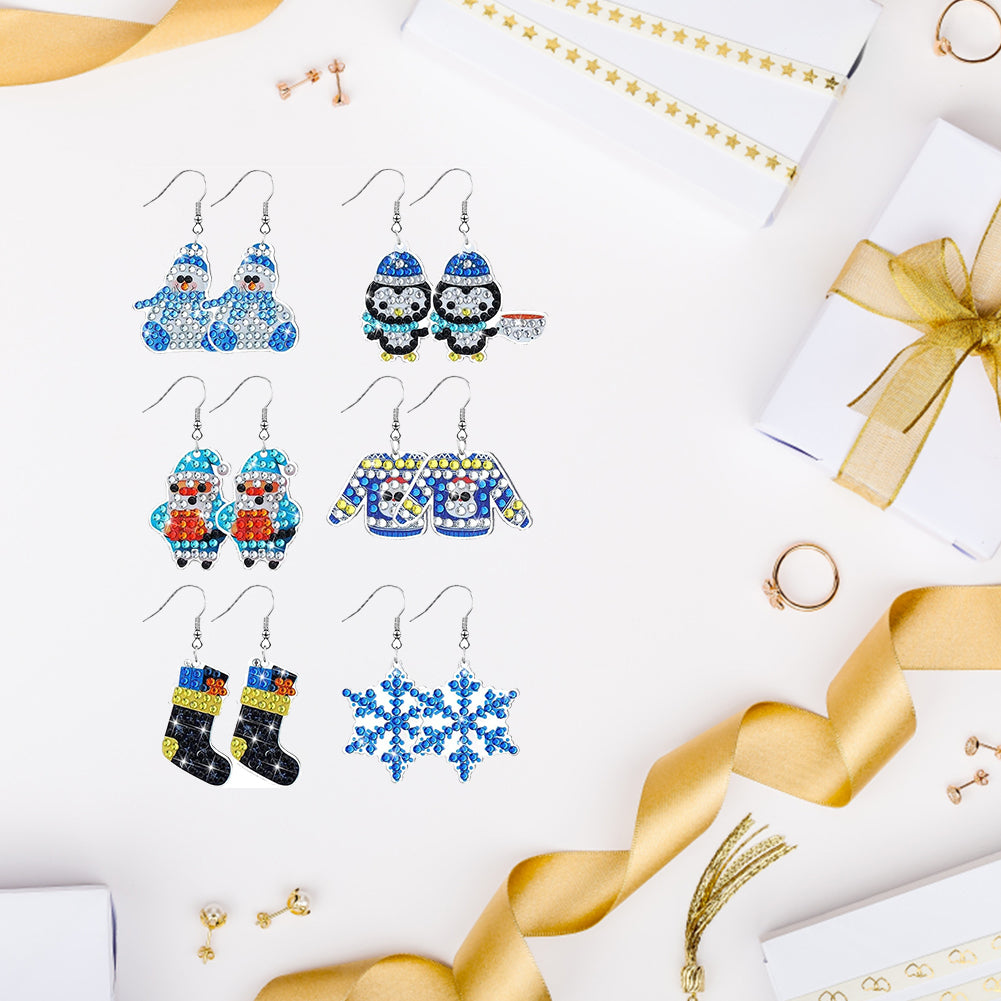 9PCS Penguin Dangle Drop Diamond Art Earring Kit for Women Girl Jewelry Crafting