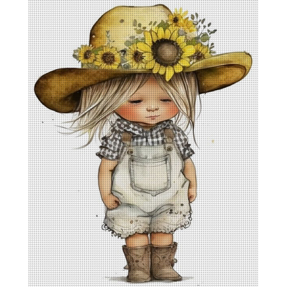 Hardworking Little Girl - 11CT Stamped Cross Stitch 40*50CM