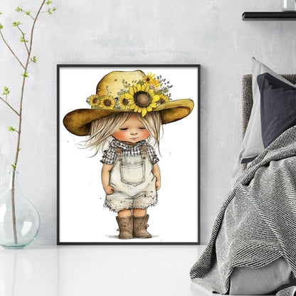 Hardworking Little Girl - 11CT Stamped Cross Stitch 40*50CM