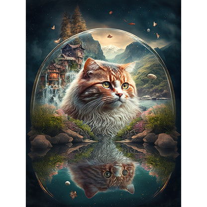Cat - Full Round Drill Diamond Painting 30*40CM