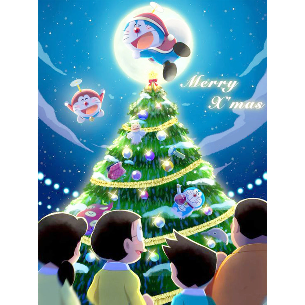 Doraemon Celebrates Christmas - Full Round Drill Diamond Painting 30*40CM