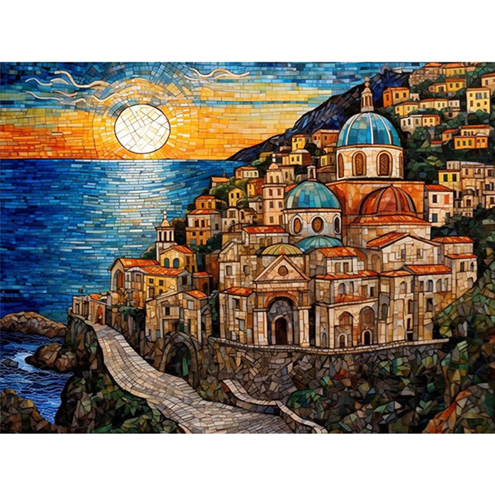 Coastal Town - Full Round Drill Diamond Painting 40*30CM