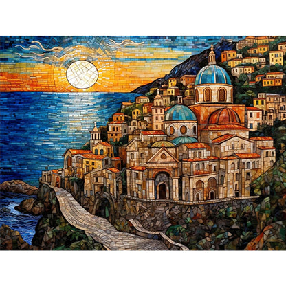 Coastal Town - Full Round Drill Diamond Painting 40*30CM