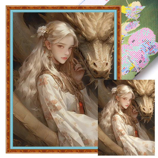 Dragon And Maiden - 11CT Stamped Cross Stitch 50*65CM