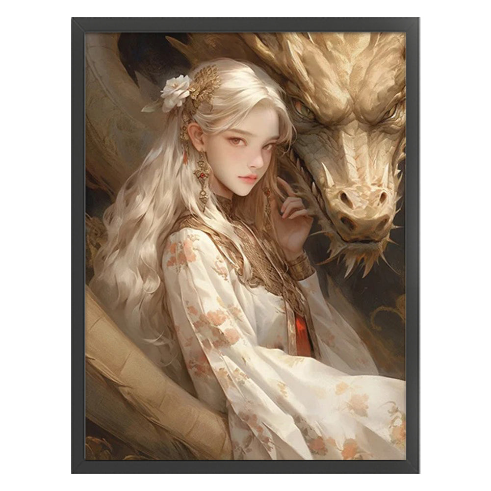 Dragon And Maiden - 11CT Stamped Cross Stitch 50*65CM