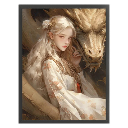 Dragon And Maiden - 11CT Stamped Cross Stitch 50*65CM