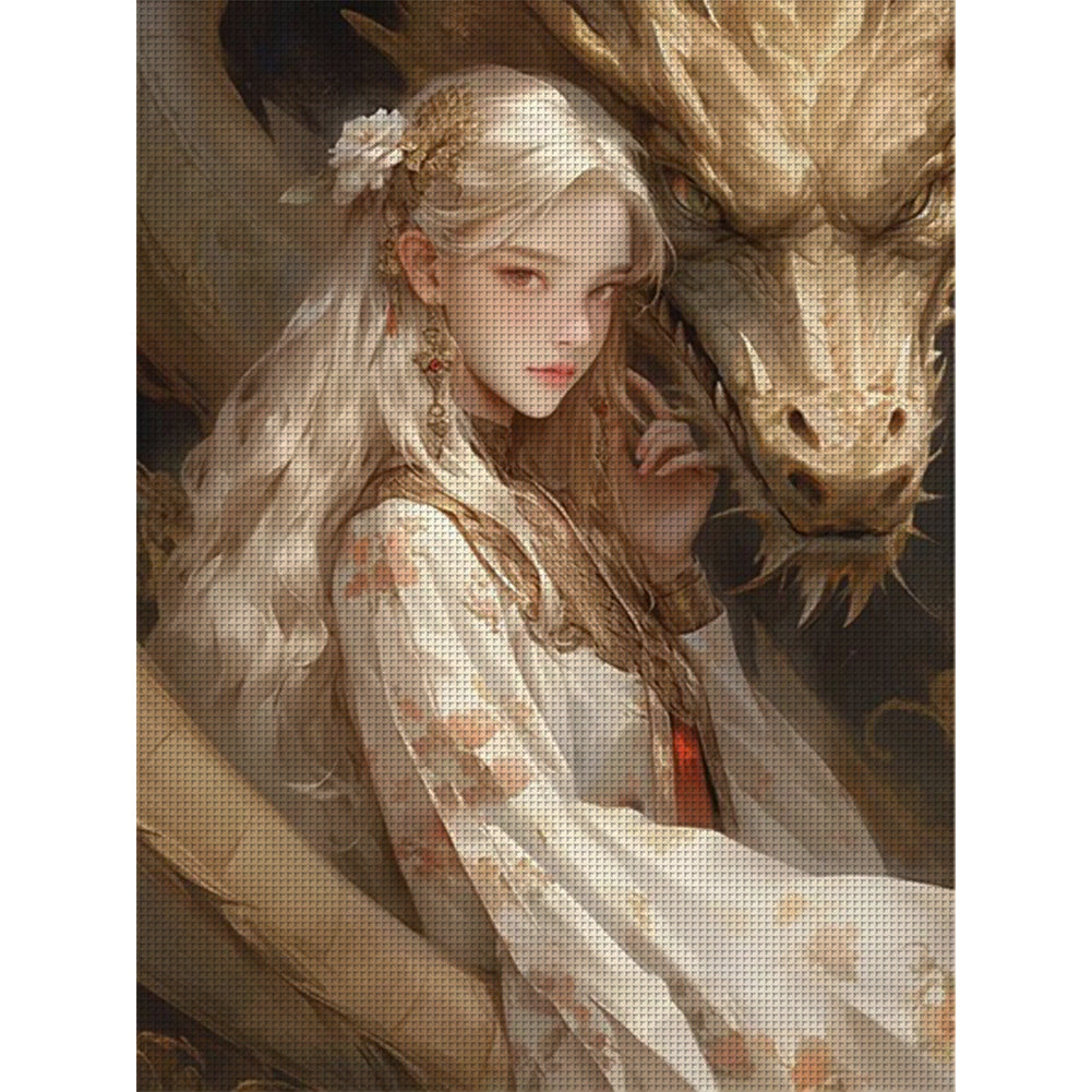 Dragon And Maiden - 11CT Stamped Cross Stitch 50*65CM